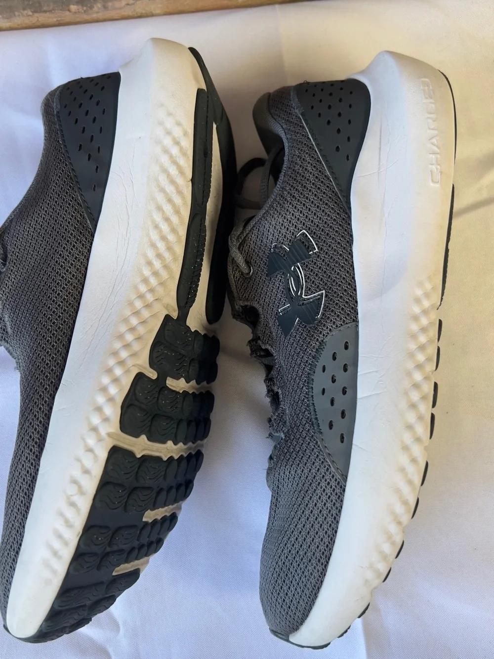 Under Armour Gray Mesh Athletic Sneakers with White Soles